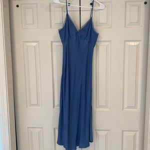 zara long blue satin dress, size small